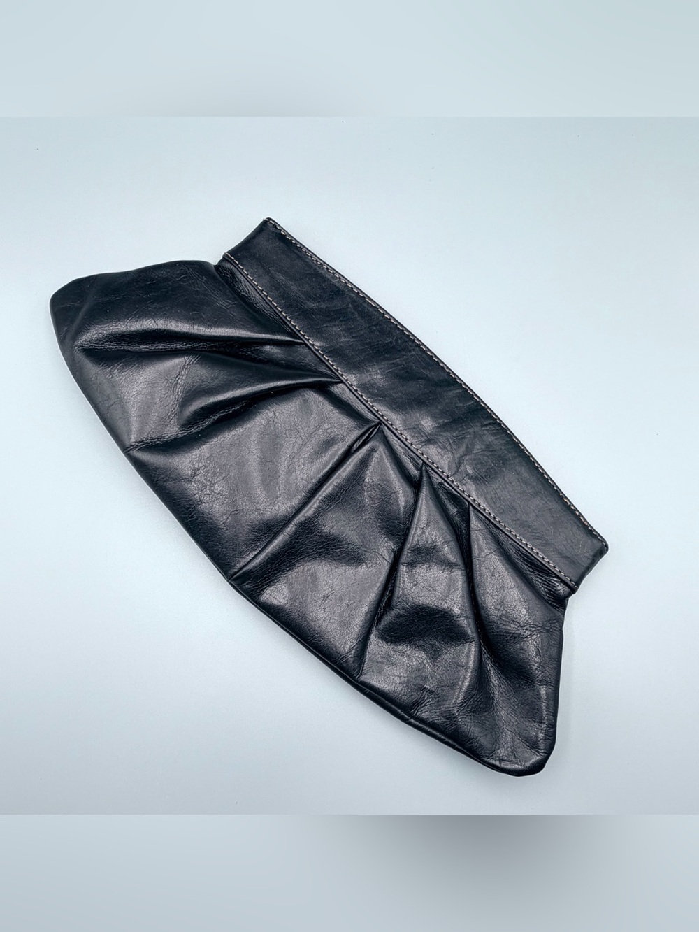 Vintage Fossil Black Leather Clutch Pouch Bag EUC